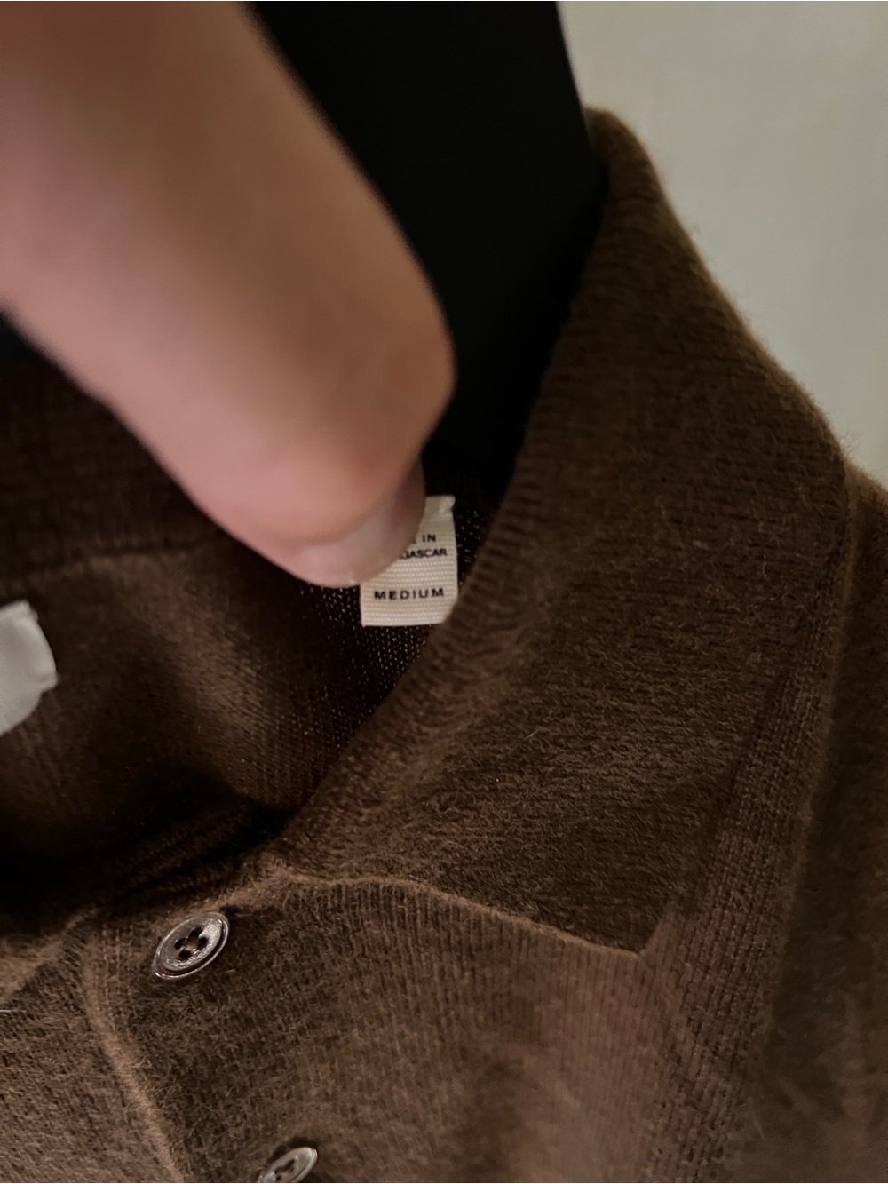 Buck Mason 100% Cashmere Sweater Polo Brown Long Sleeve Men’s Medium - Picture 7 of 8